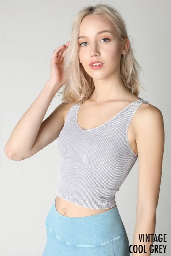 Ribbed V Neck Crop