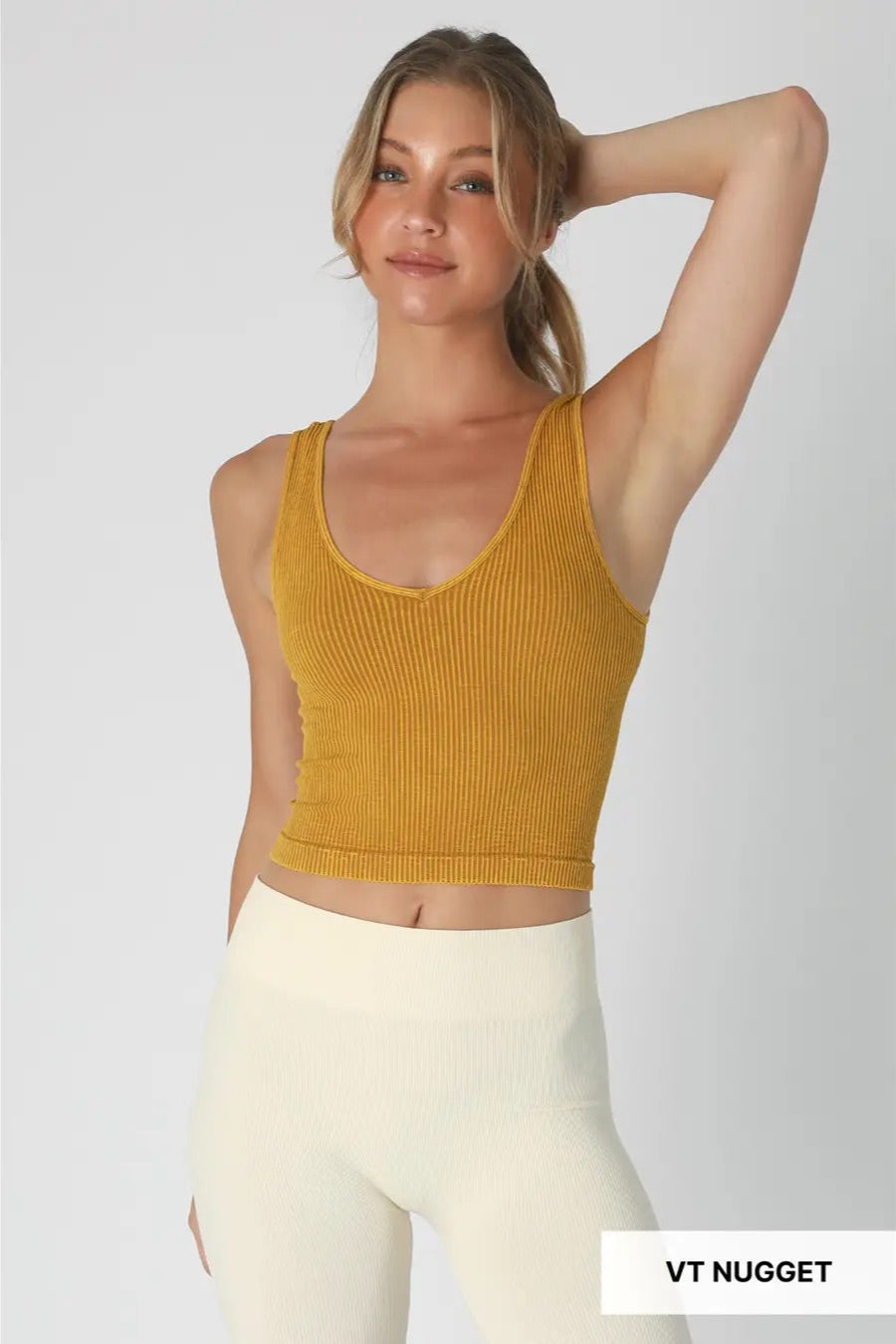 Ribbed V Neck Crop