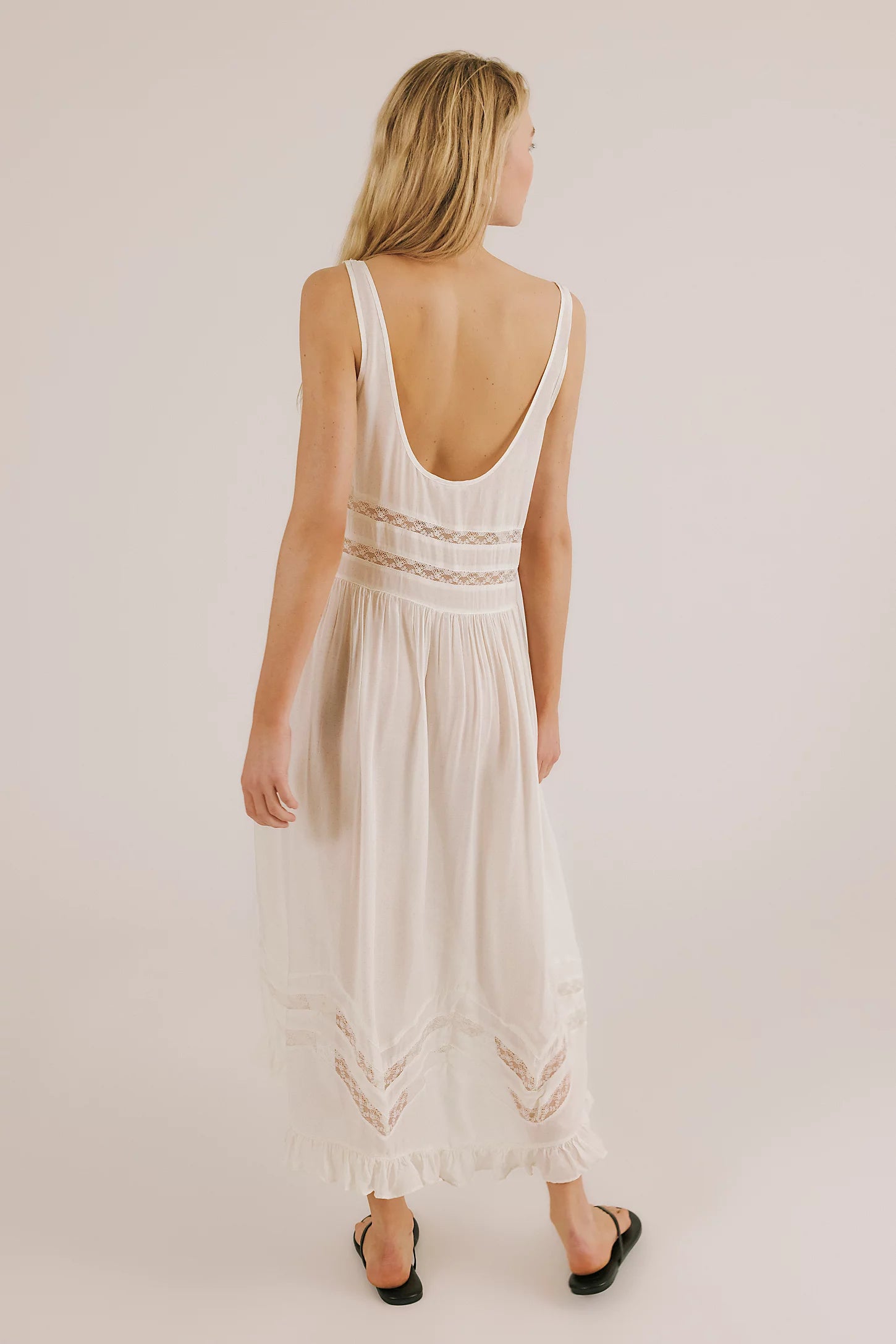 Voile And Lace Midi Dress