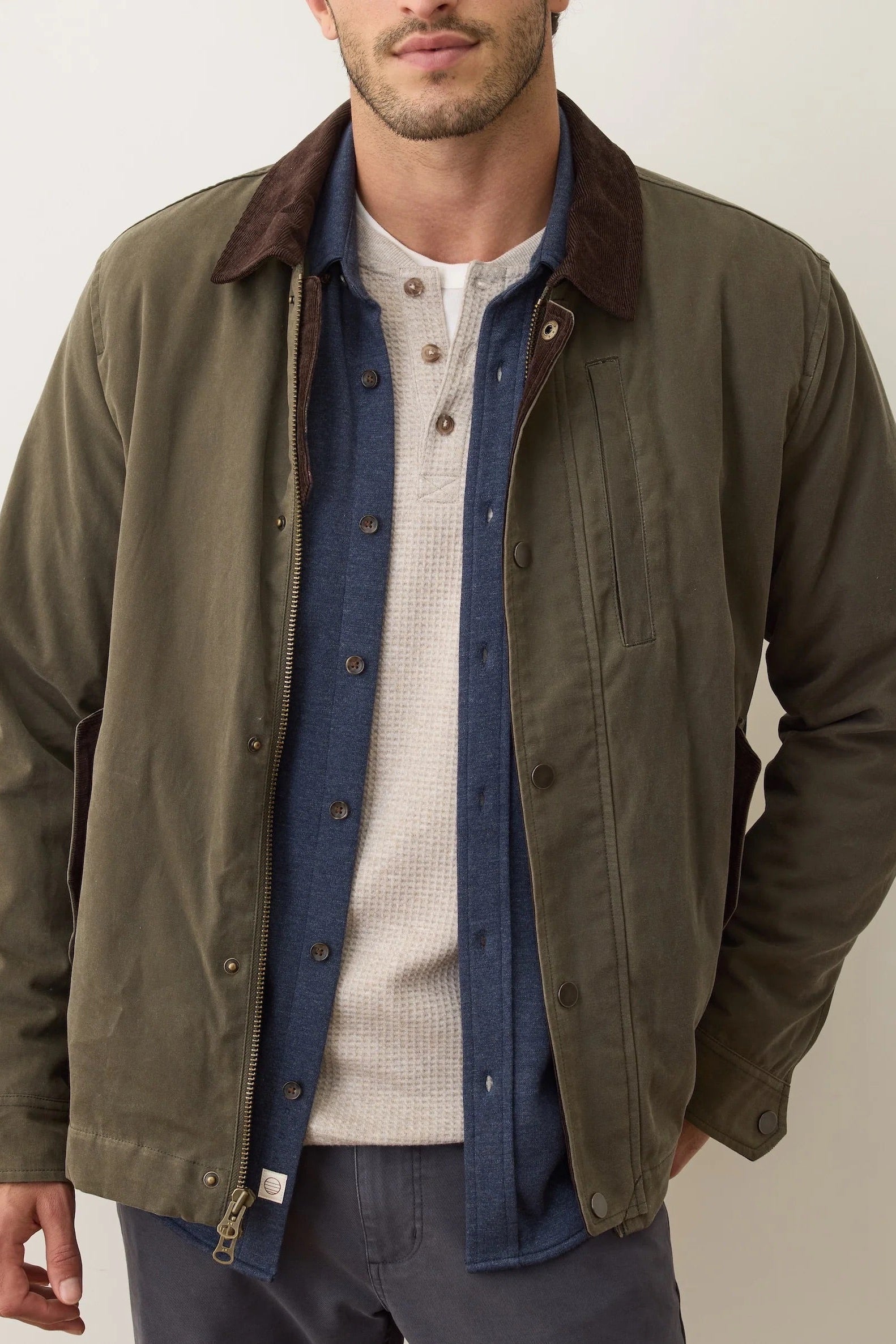 Weston Wax Canvas Barn Jacket - Olive Outerwear Marine Layer