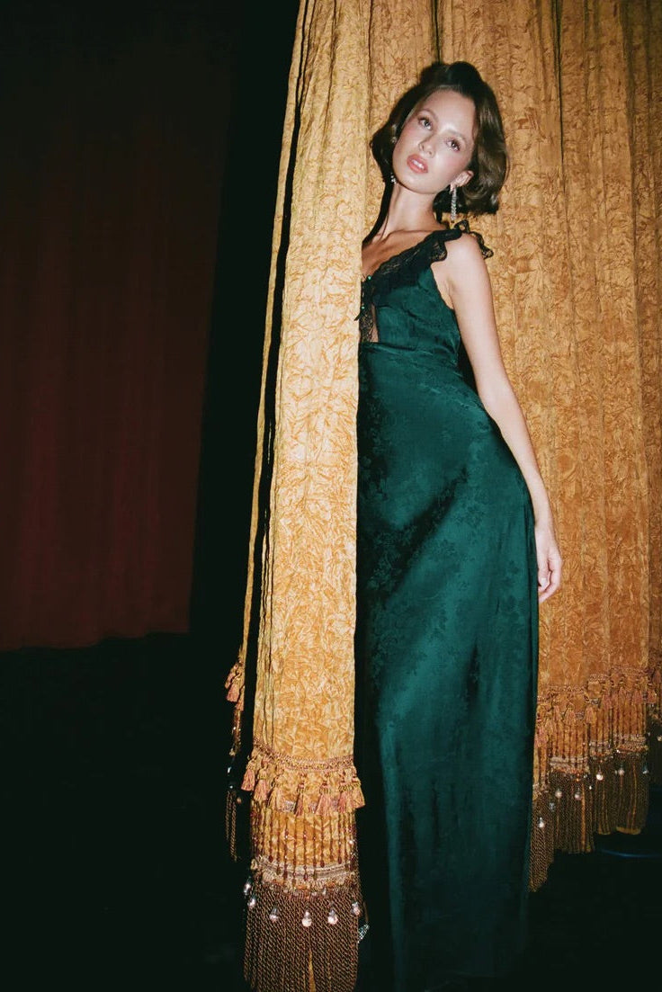 Windsor Maxi Dress - Emerald Jacquard Windsor Maxi Dress - Emerald Jacquard