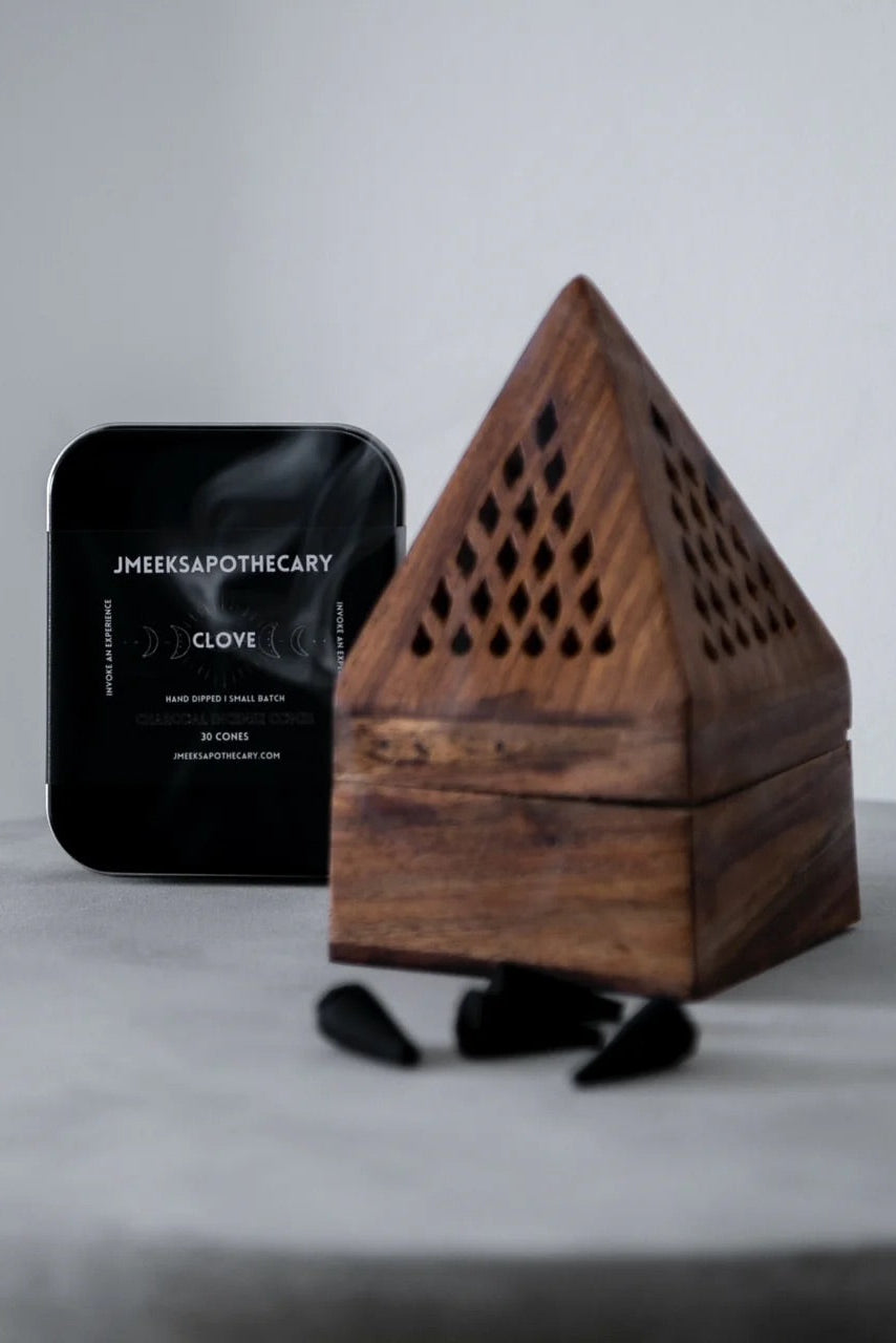 Wooden Triangle Cone & Resin Burner Home JMEEKS Apothecary