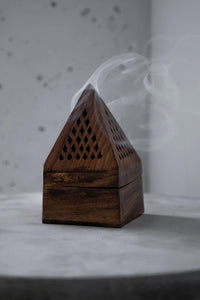 Wooden Triangle Cone & Resin Burner Home JMEEKS Apothecary