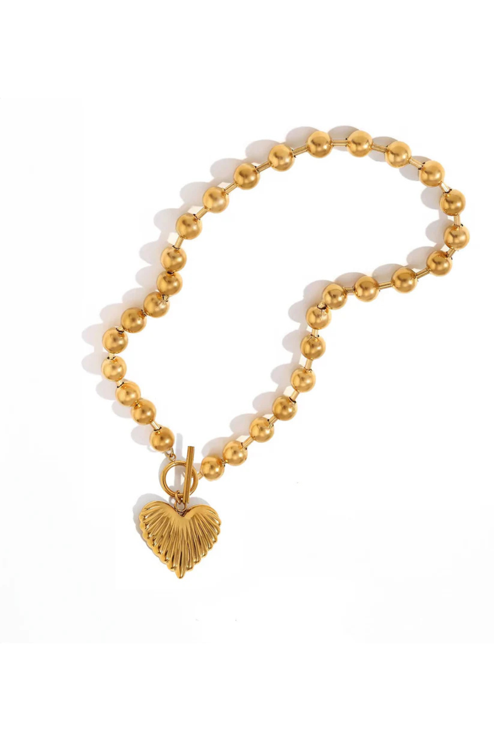 Zelda Ball Chain With Heart Pendant 18Kt Gold Plated Jewelry Jurate