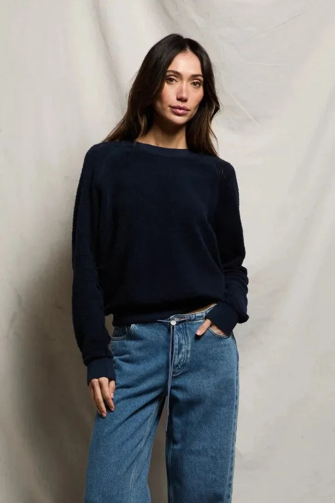 Ziggy Reverse Fleece Shrunken Crewneck Sweatshirt Tops Perfect White Tee