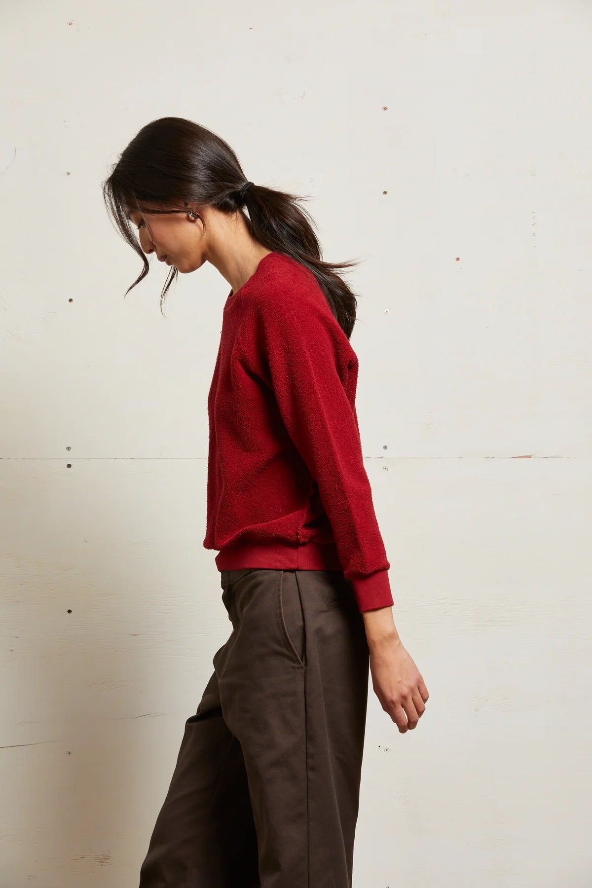 Ziggy Reverse Fleece Shrunken Crew Tops Perfect White Tee