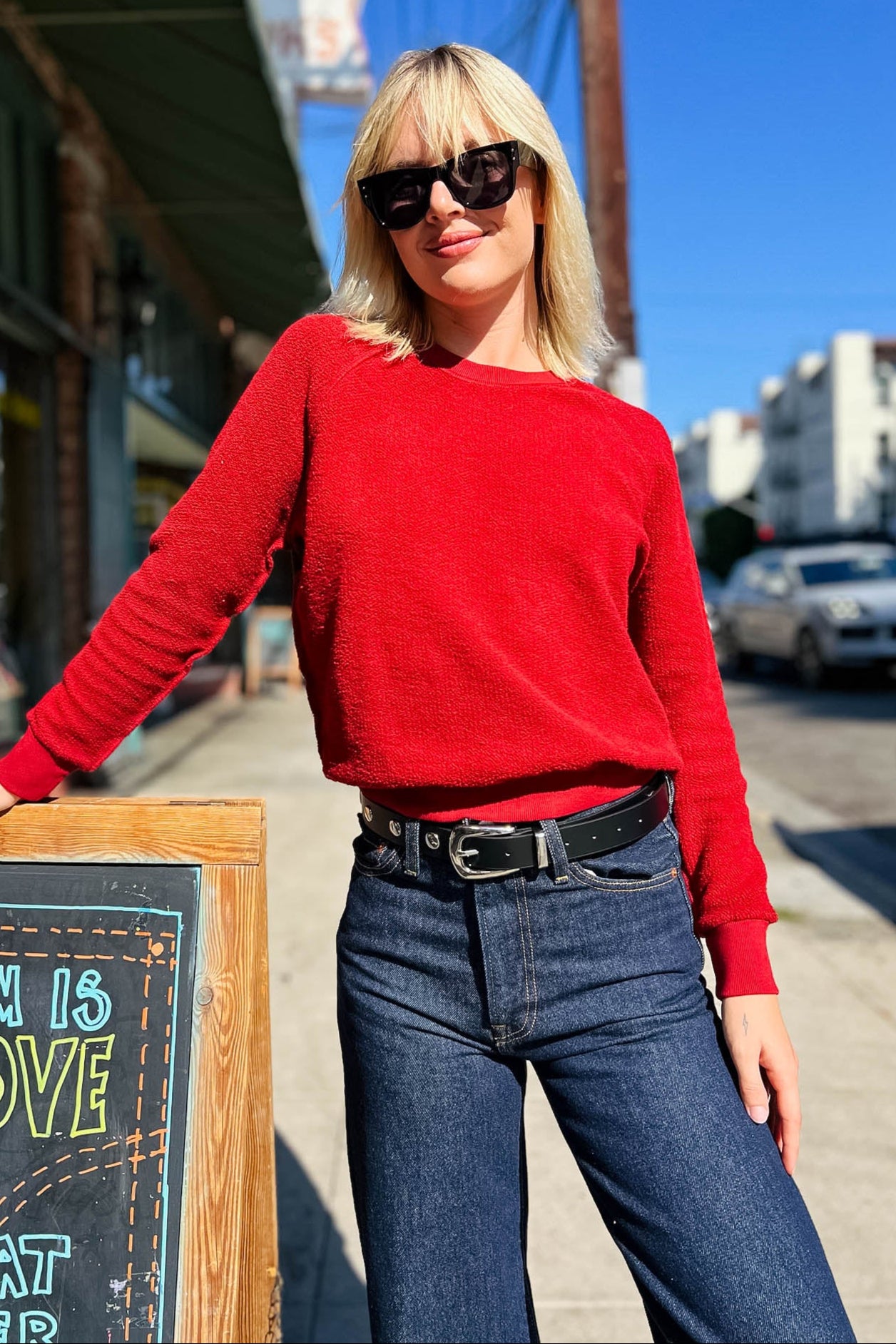 Ziggy Reverse Fleece Shrunken Crew Tops Perfect White Tee