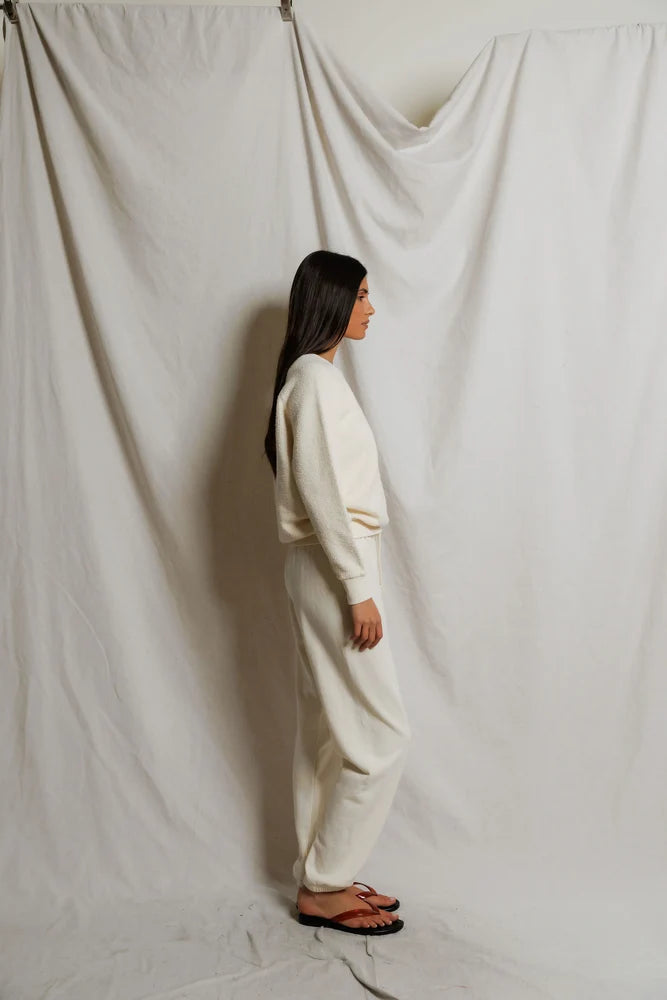 Ziggy Reverse Fleece Shrunken Crewneck Sweatshirt Tops Perfect White Tee