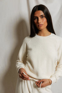 Ziggy Reverse Fleece Shrunken Crewneck Sweatshirt Tops Perfect White Tee