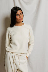 Ziggy Reverse Fleece Shrunken Crewneck Sweatshirt Tops Perfect White Tee