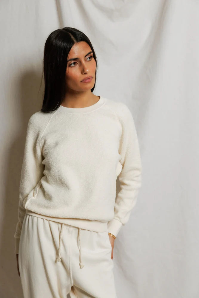 Ziggy Reverse Fleece Shrunken Crewneck Sweatshirt Tops Perfect White Tee