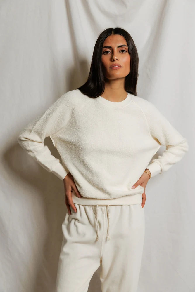 Ziggy Reverse Fleece Shrunken Crewneck Sweatshirt Tops Perfect White Tee