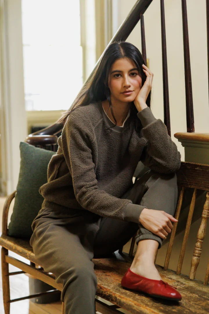 Ziggy Reverse Fleece Shrunken Crewneck Sweatshirt