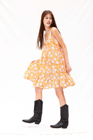 El Sol Short Cotton Tiered Dress - The Canyon