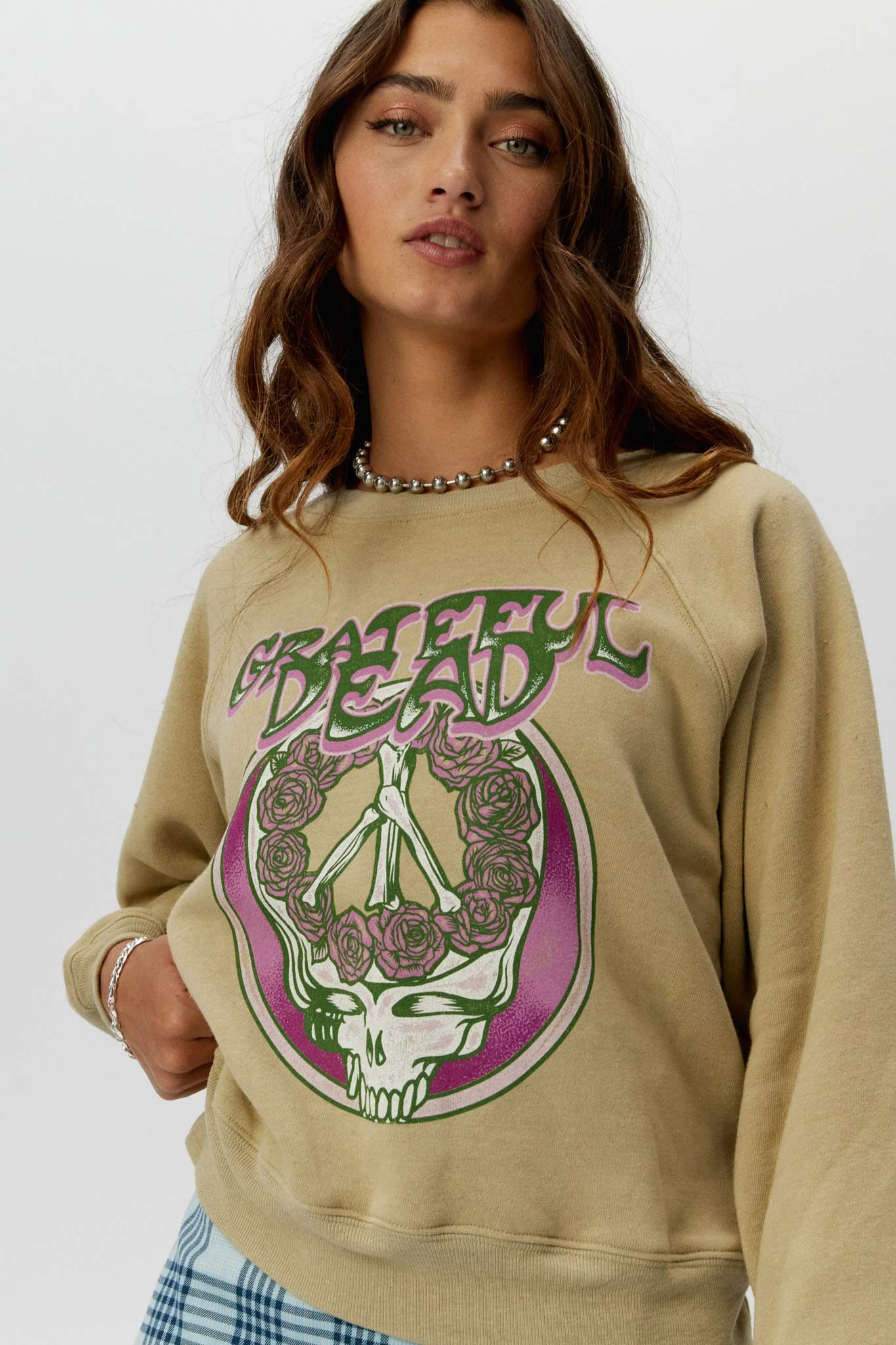 MadeWorn Grateful Dead Skull and Roses Unisex Tee Off White / S