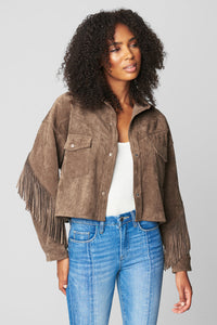 Hot Cocoa Fringe Shirt Jacket Outerwear Blank NYC