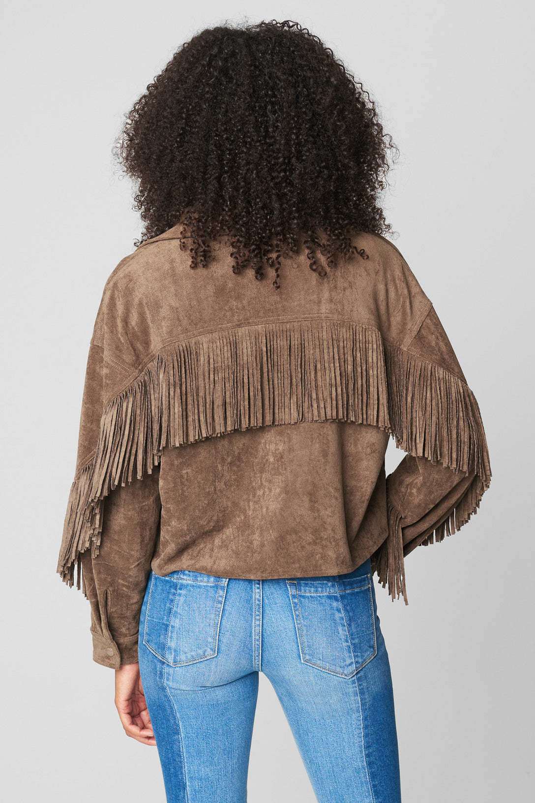 Hot Cocoa Fringe Shirt Jacket Outerwear Blank NYC