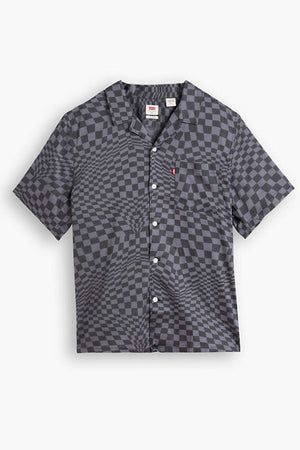 The Sunset Camp Shirt - Trippy Checks Quiet Color Black - The Canyon