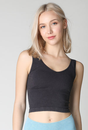 V Neck Ribbed Crop - The Canyon