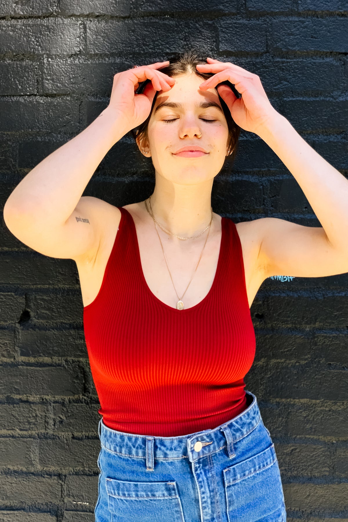 Ribbed V Neck Crop Top - Stretchy Layering Essential Tops Nikibiki